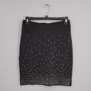 Poof Couture Black Studded Mini Bodycon Skirt Size M